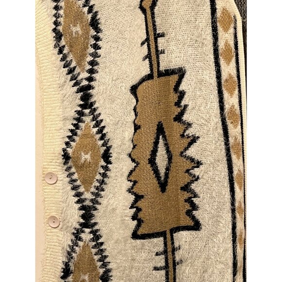 Wishlist S/M Sweater Smock Aztec Soft Buttons Hook & Eye Oversized Outdoors - Picture 8 of 14